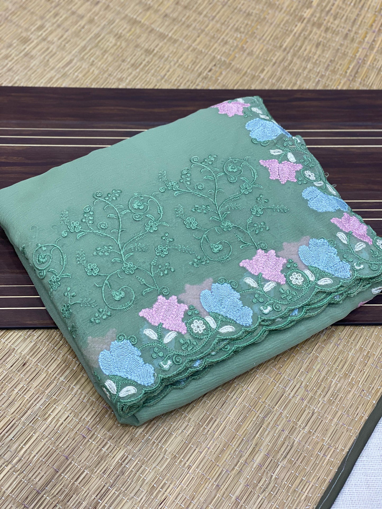 Crush embroidery budget sarees