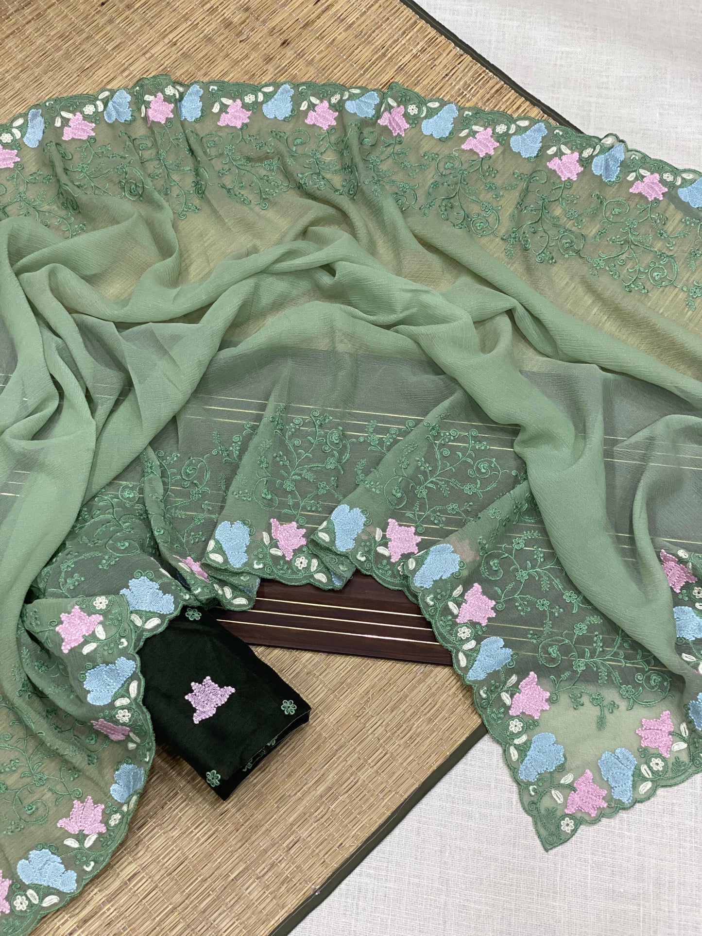 Crush embroidery budget sarees