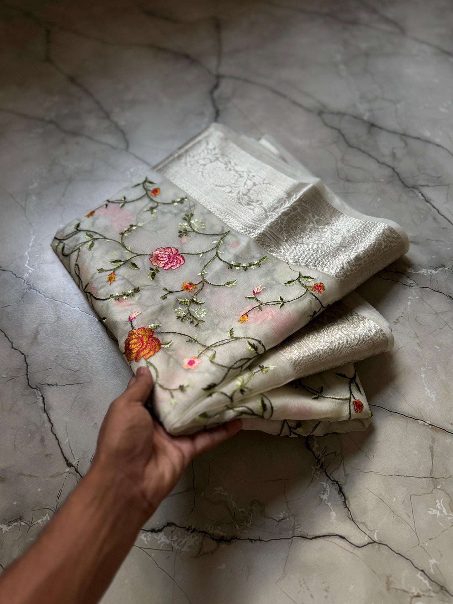 Banarasi Kora organza embroidery sarees