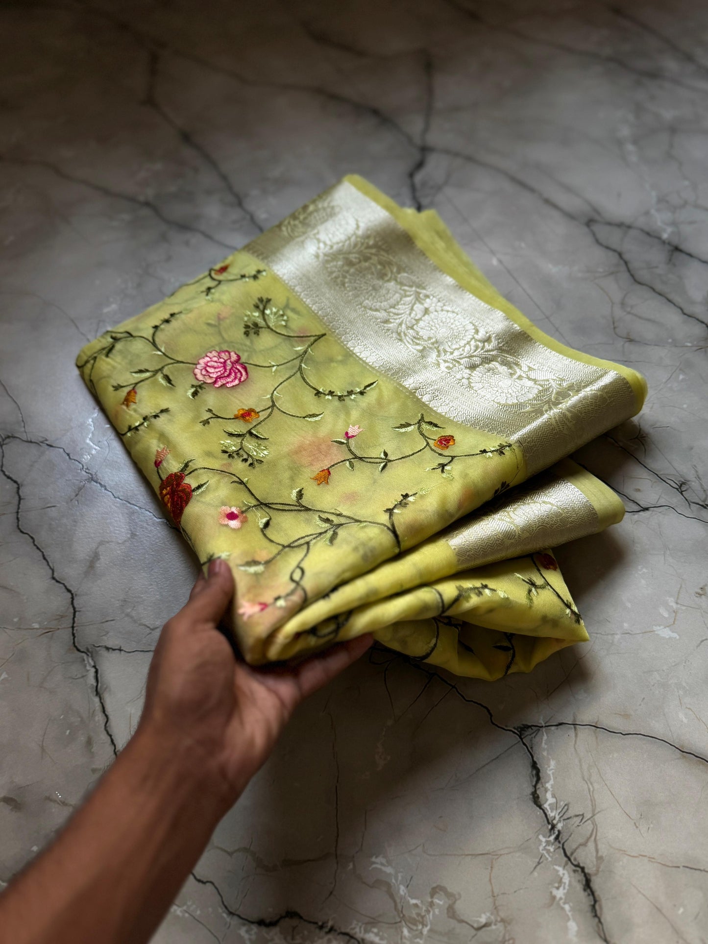 Banarasi Kora organza embroidery sarees