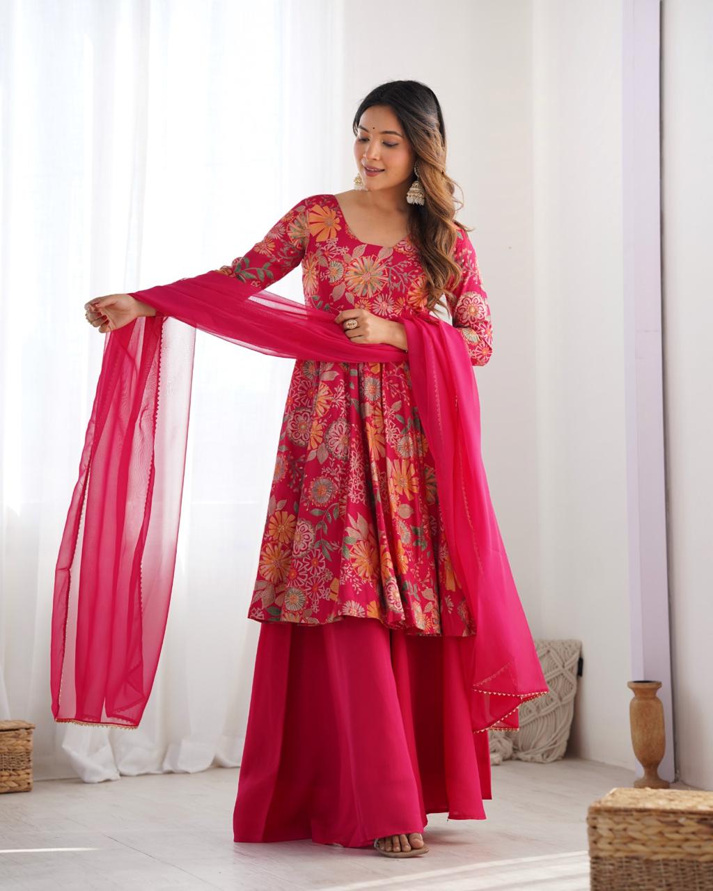 Cafe Gowns Ready to wear Chanderi Kurti sets (Plazzo pant)
