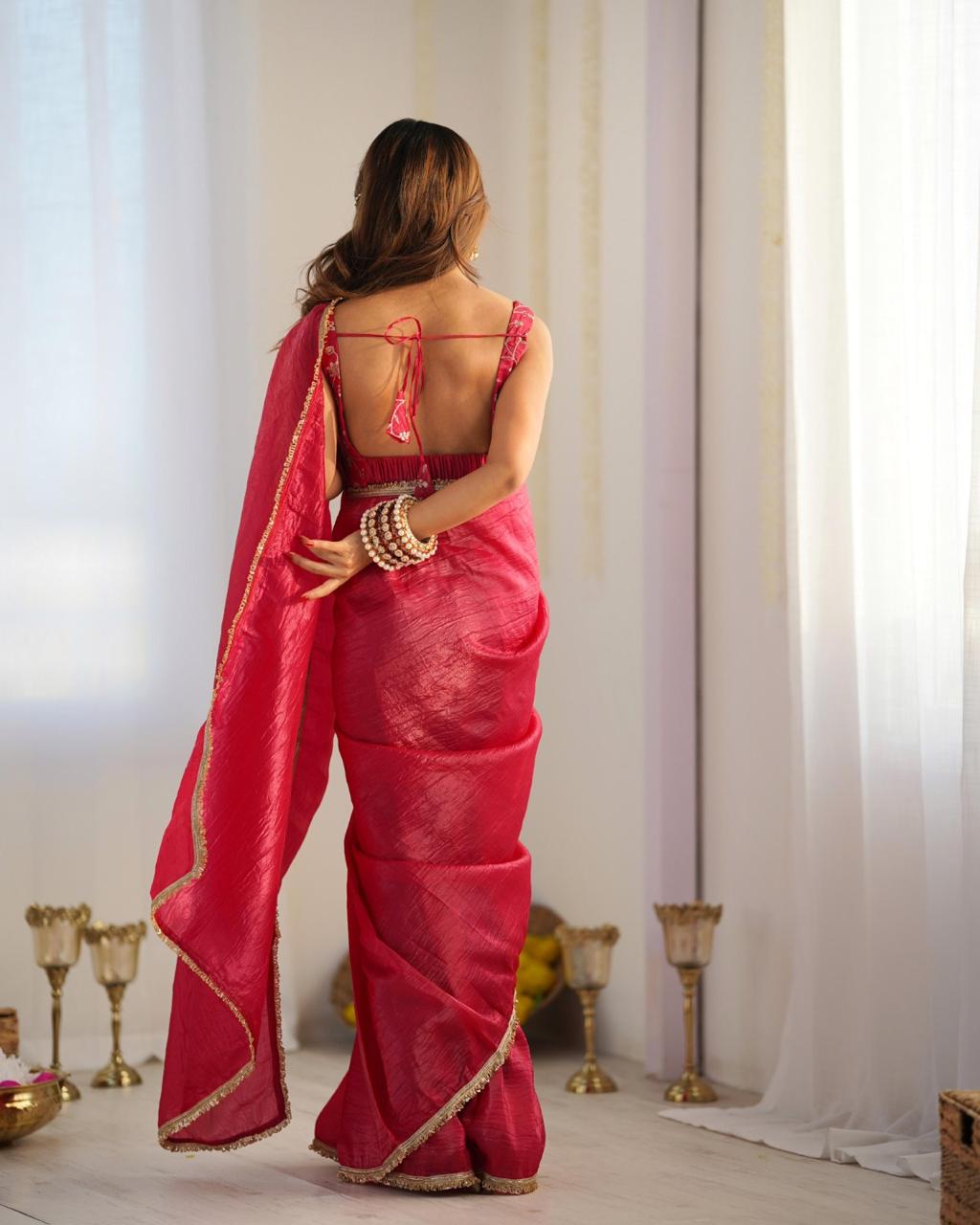 Ready to wear one min saree With stitched Blouse Luxe Touch