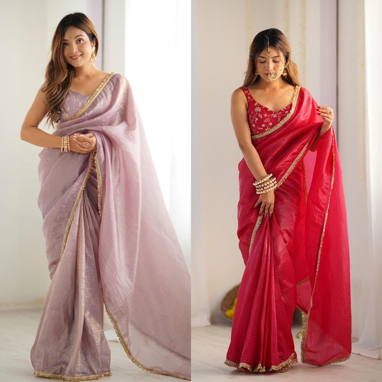 Ready to wear one min saree With stitched Blouse Luxe Touch