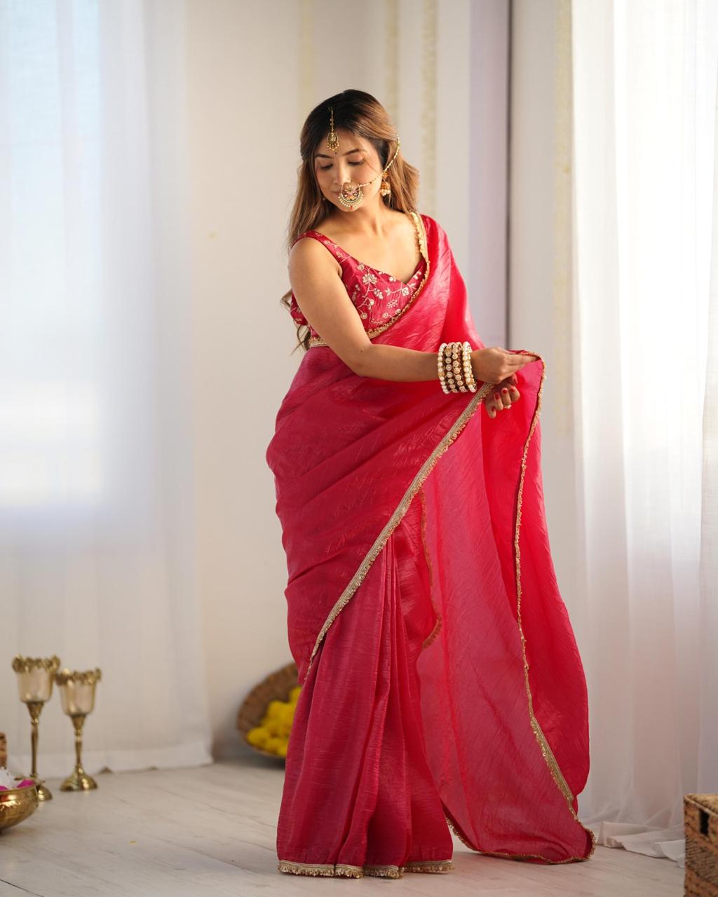 Ready to wear one min saree With stitched Blouse Luxe Touch