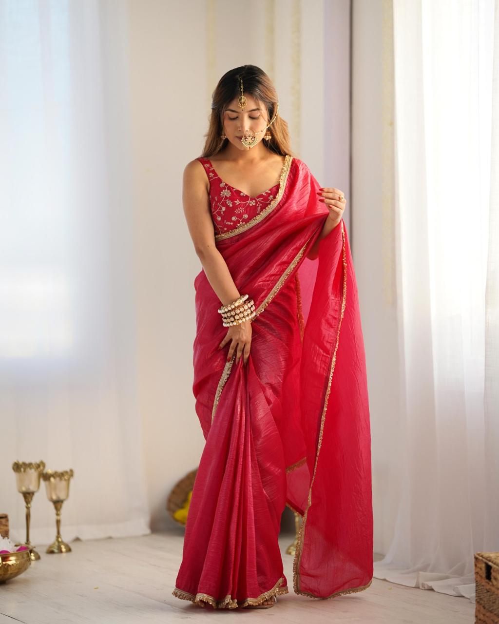 Ready to wear one min saree With stitched Blouse Luxe Touch