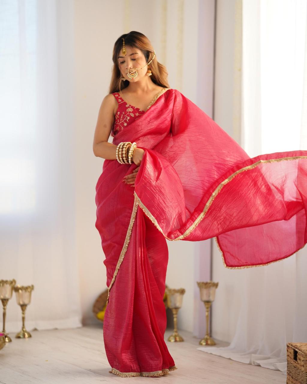 Ready to wear one min saree With stitched Blouse Luxe Touch
