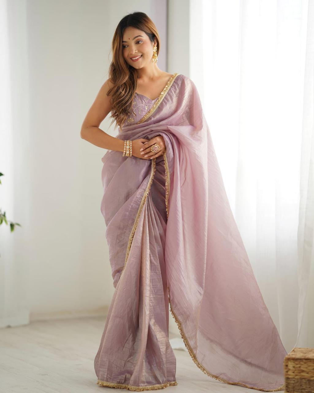Ready to wear one min saree With stitched Blouse Luxe Touch