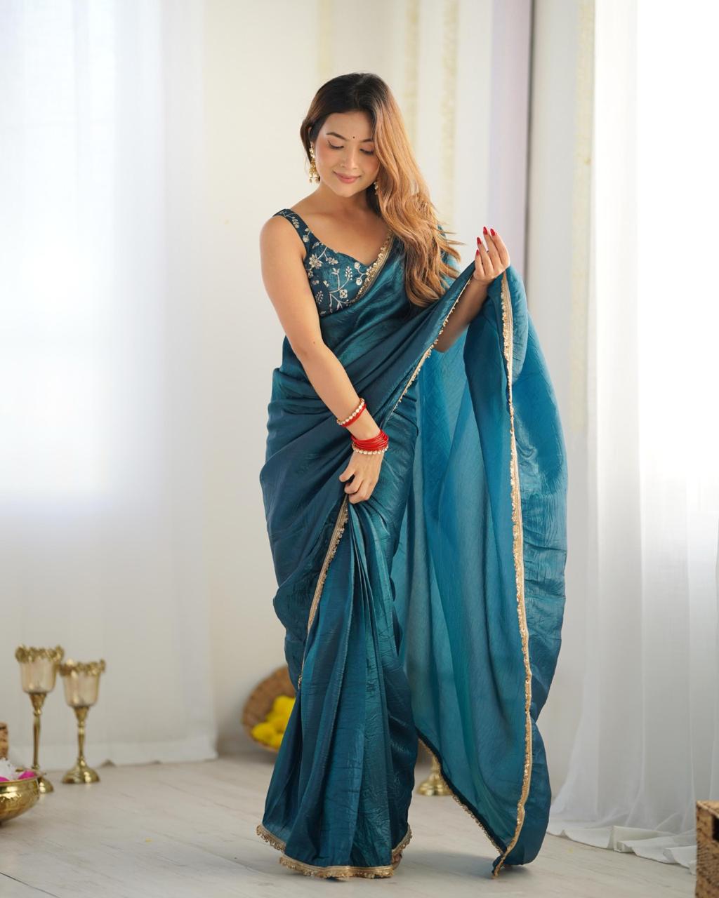 Ready to wear one min saree With stitched Blouse Luxe Touch