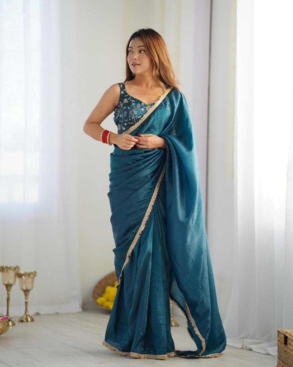 Ready to wear one min saree With stitched Blouse Luxe Touch