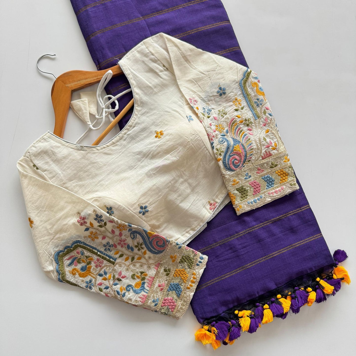 Khadi Zari cotton saree with stitched blouse