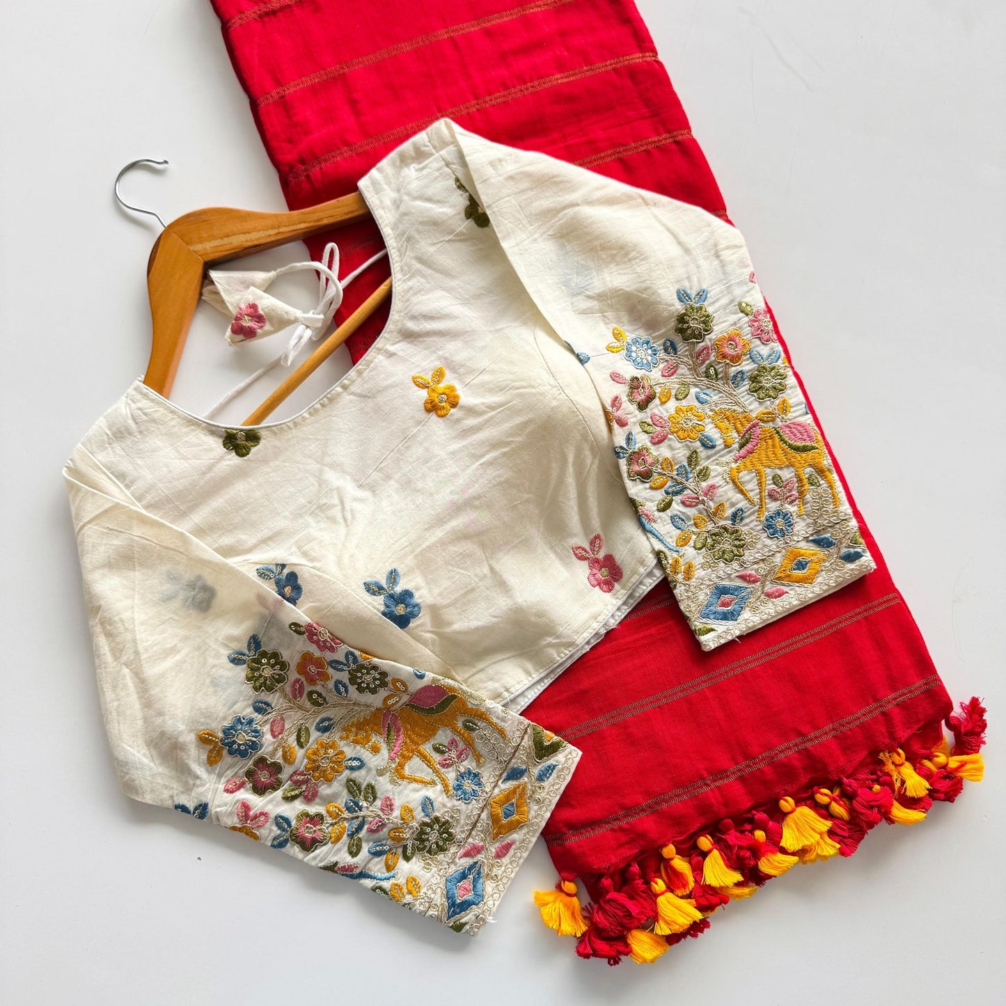 Khadi Zari cotton saree with stitched blouse