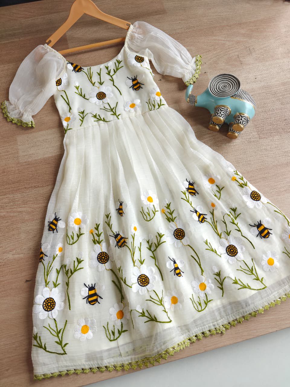 Kids beautiful Honeybee Embroidered Gowns