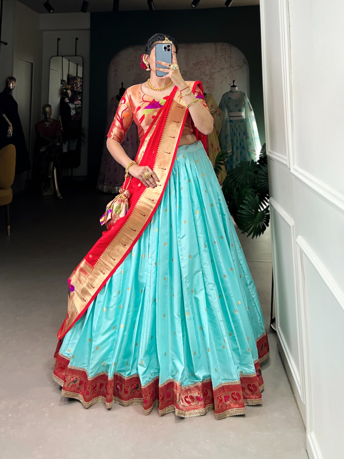 Paithani Jacquard Silk Festival Collection Lehenga