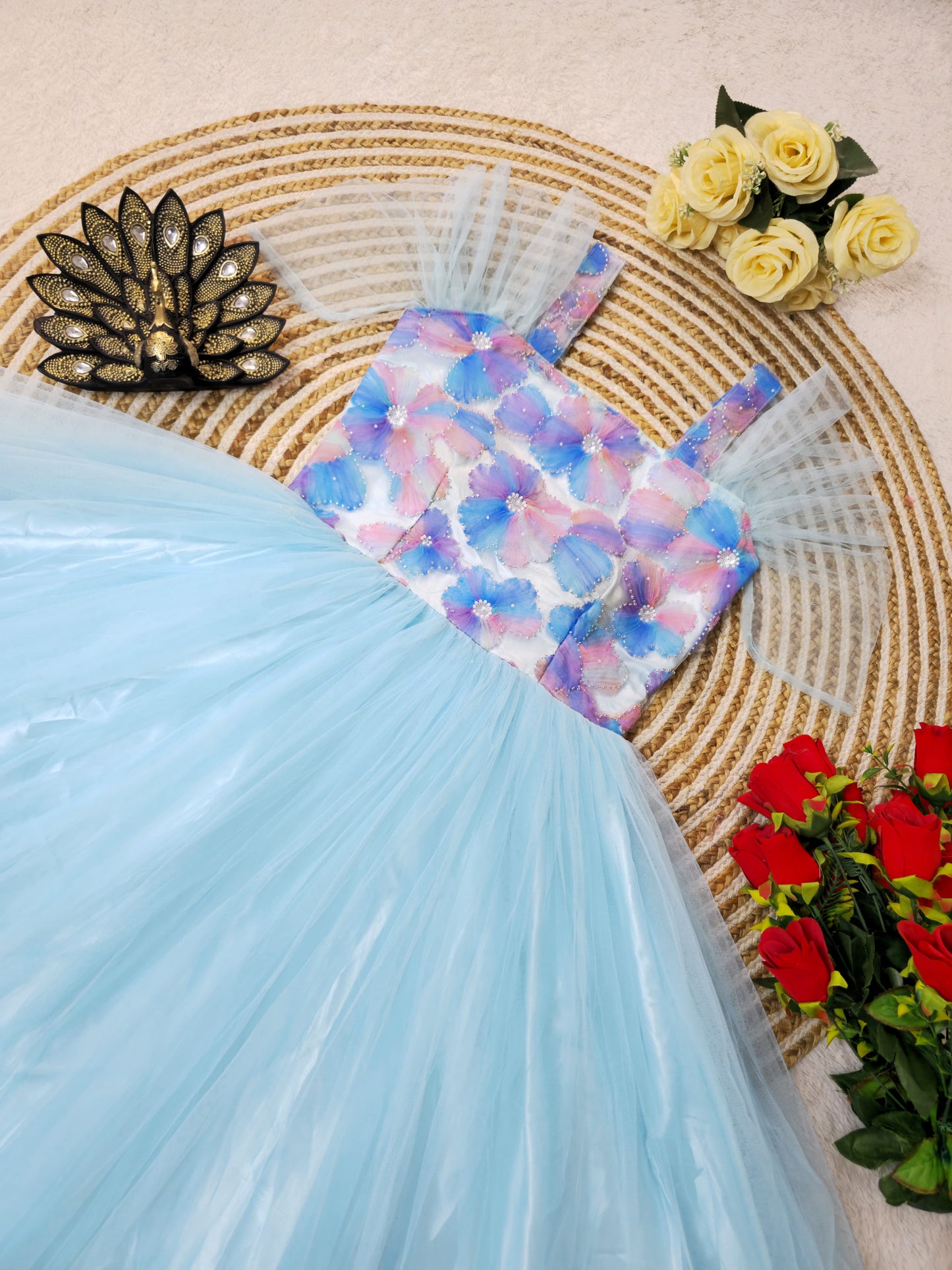Premium soft net with designer work midi Gowns