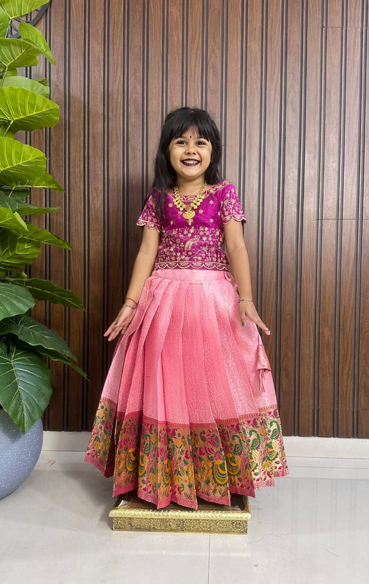 Kids cute weaving zari paithani embroidered sets