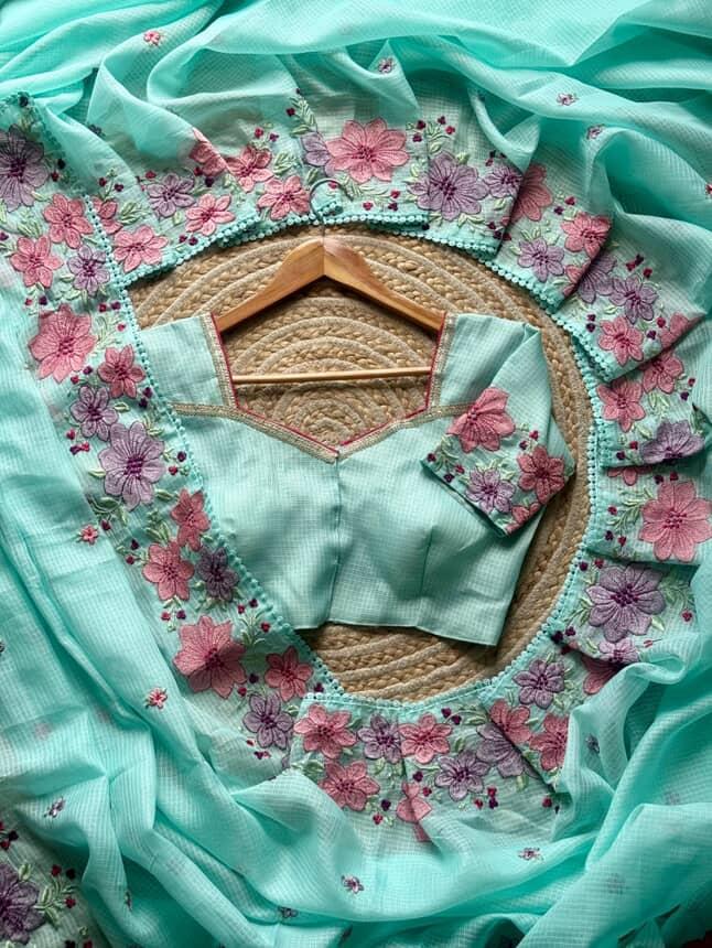 Kota silk Desginer Luxe saree with stitched blouse