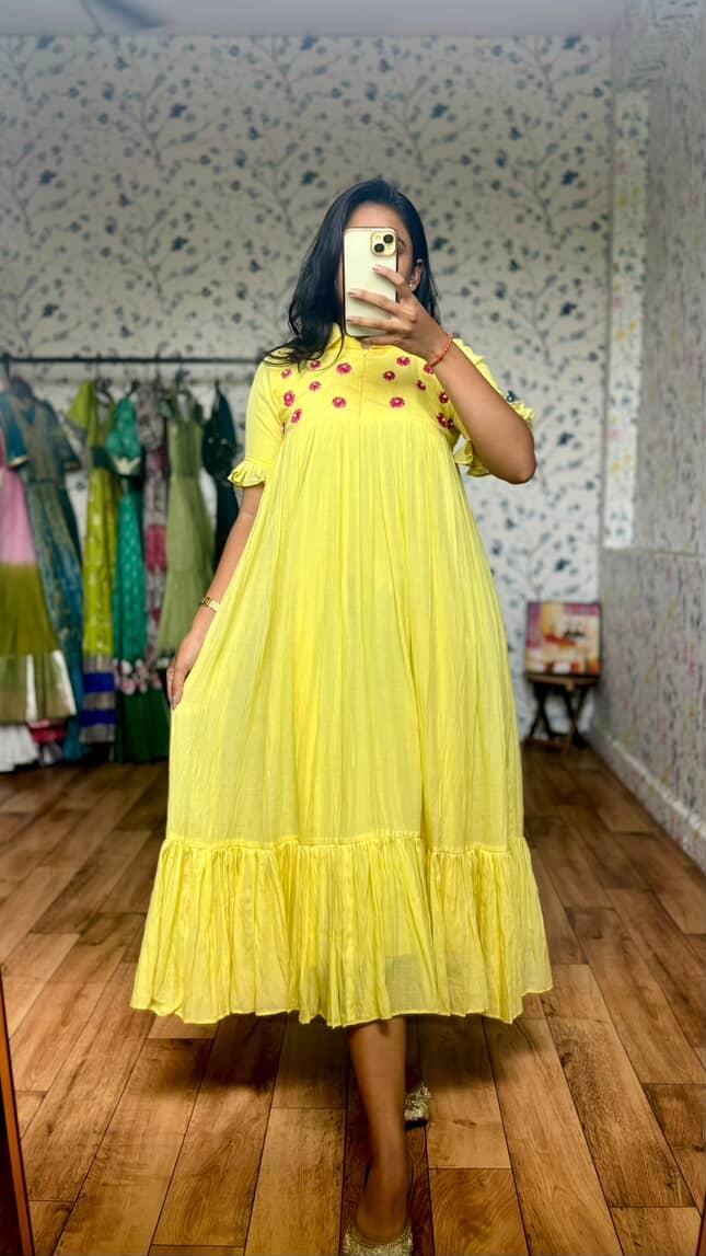 Mul Cotton Pure Embroidery Crafted pure viscose Gowns