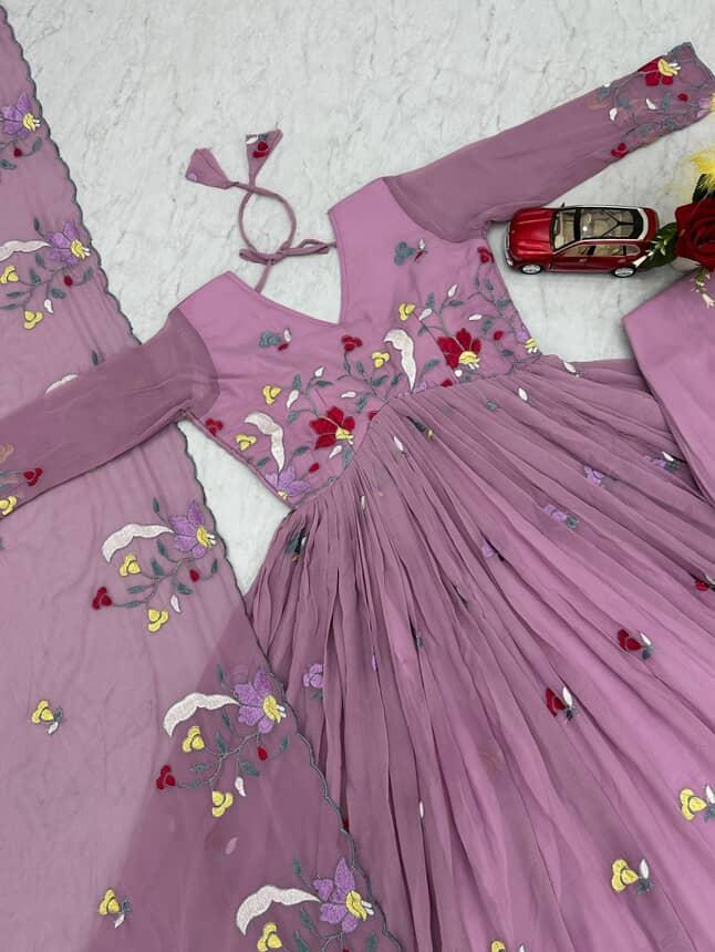 Embroidery Work Long gowns with dupattas