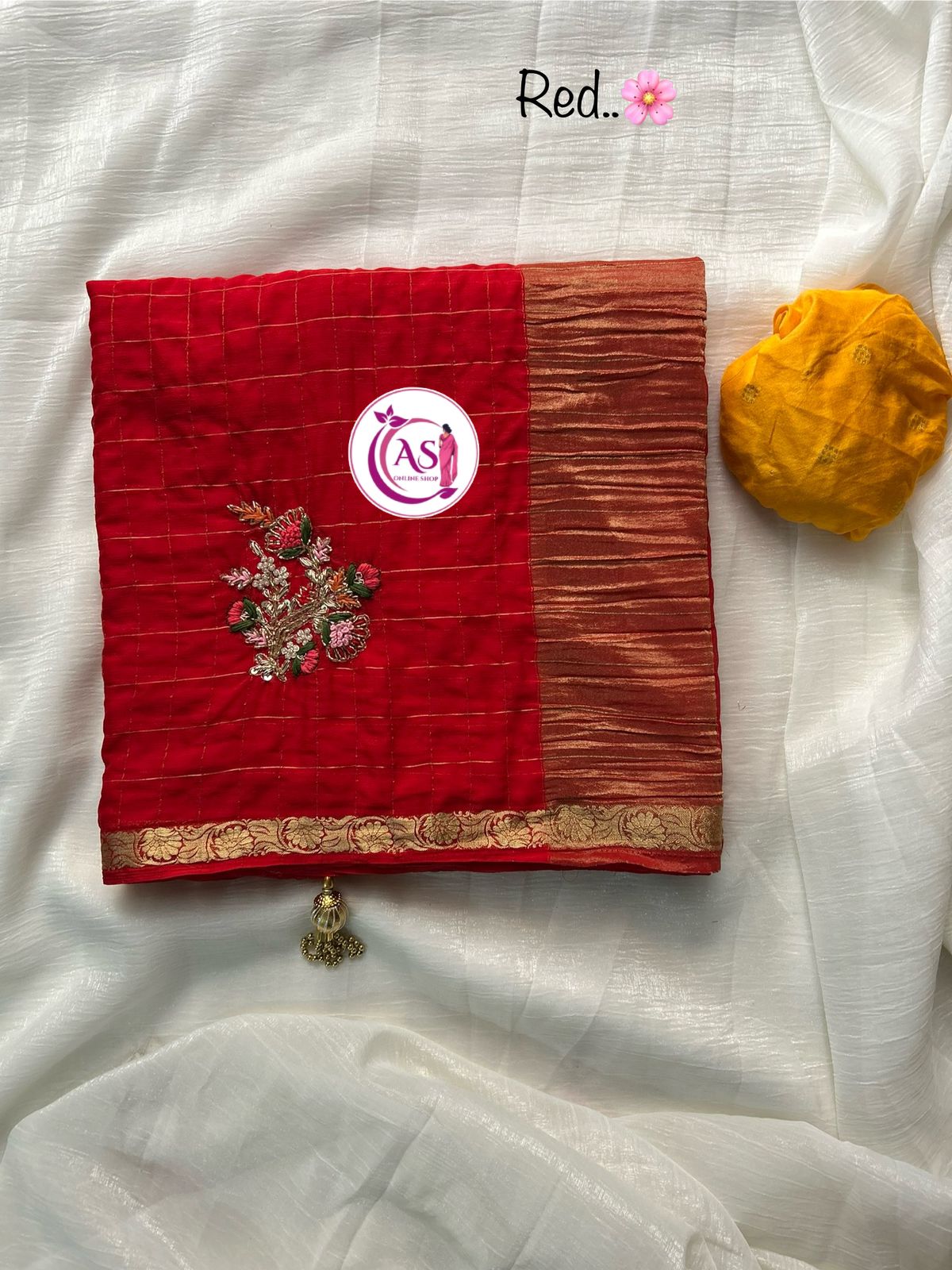 JarDoshi and cutdana handwork flower butta chinon budget sareee