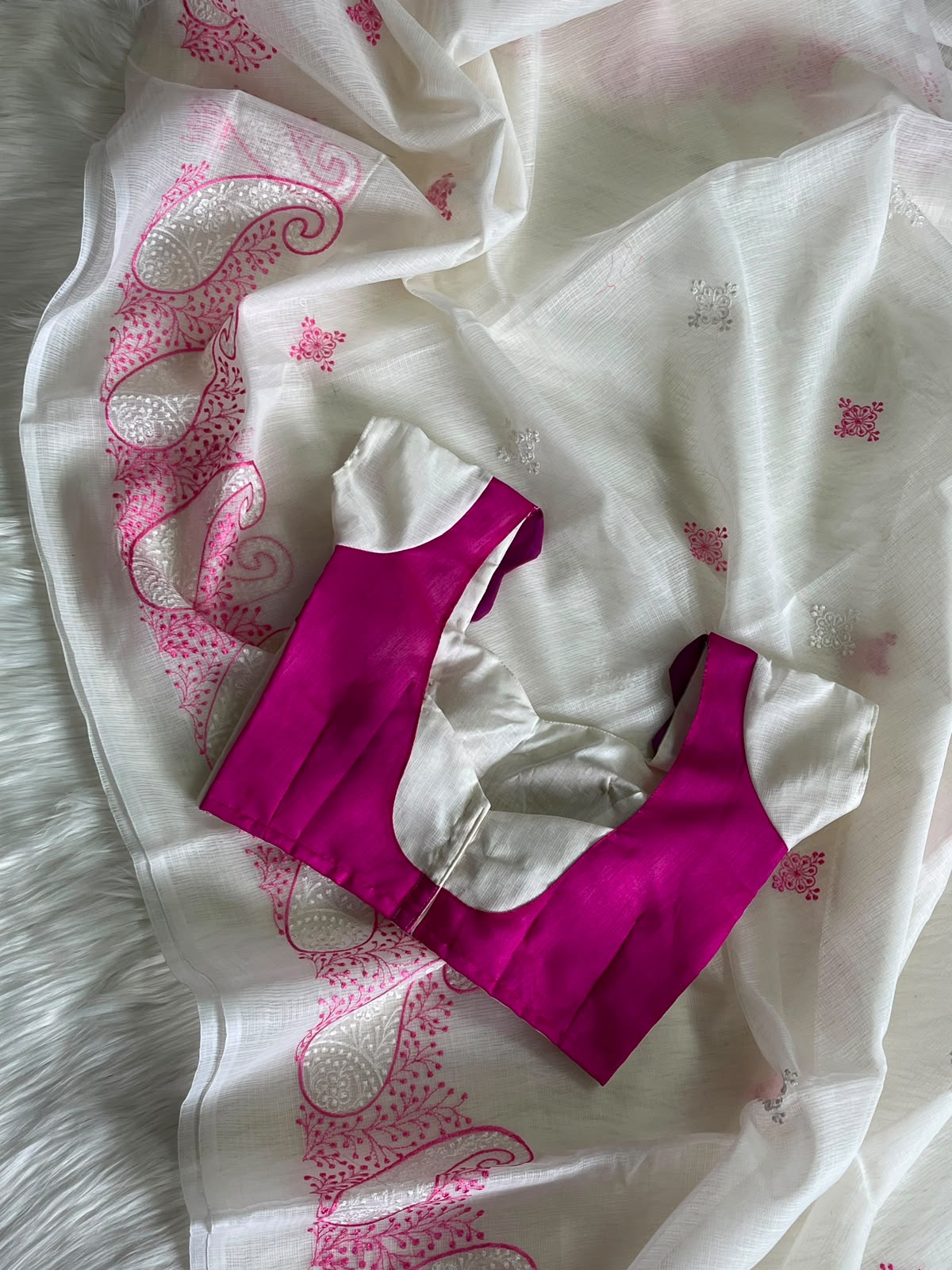Trending Kota Doriya saree with stitched Blouse