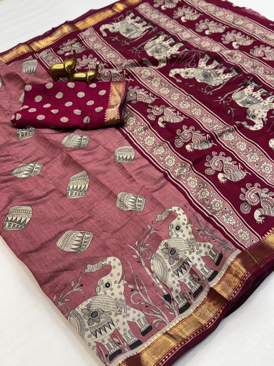 Mangalgiri Silk with viscos border budget saree