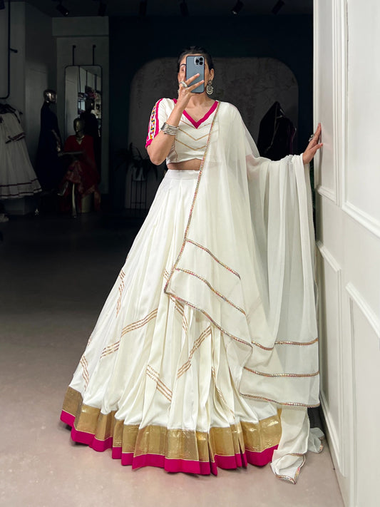 white rayon lehenga that speaks elegance