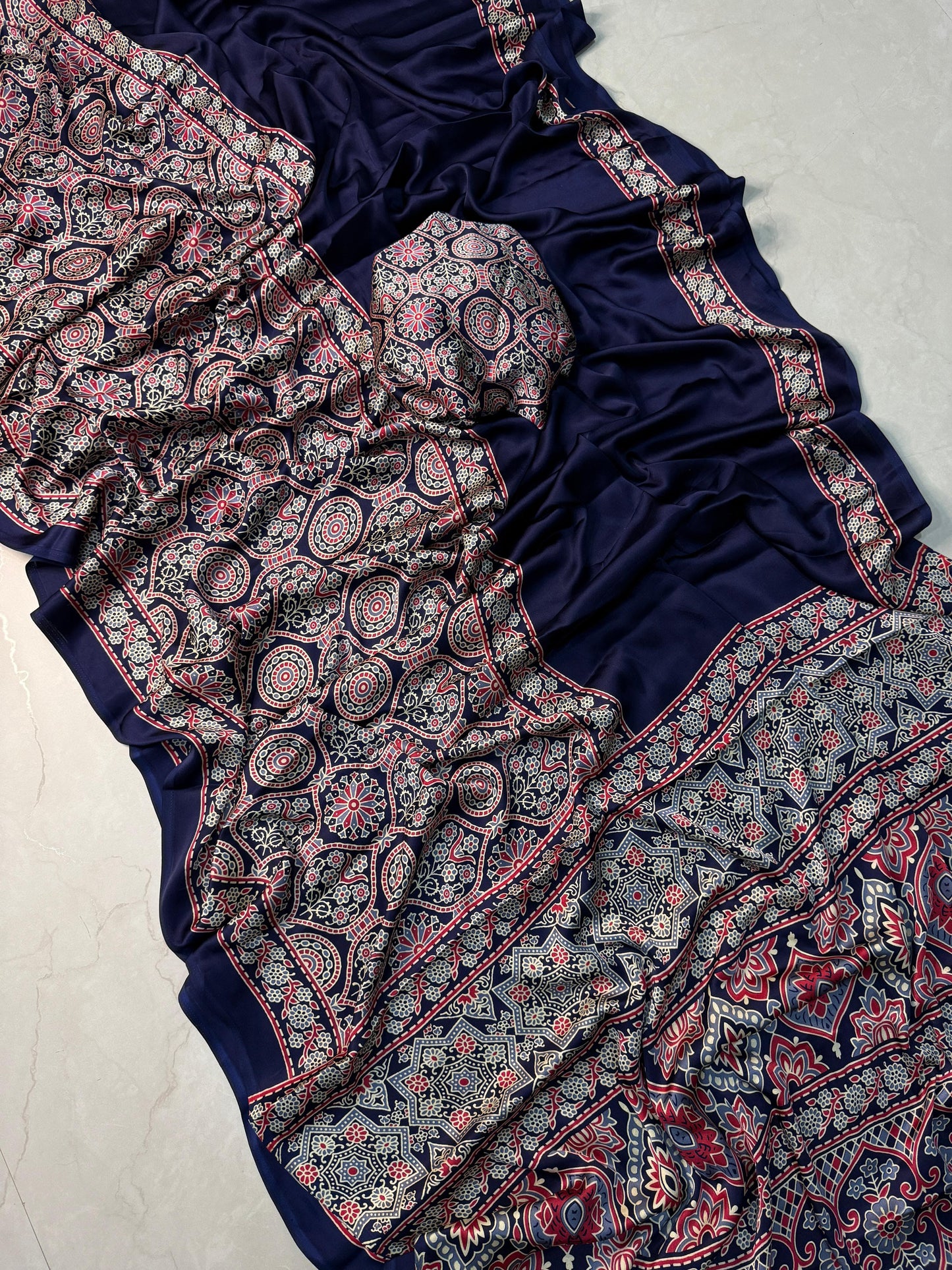 New AJRAKH saree satin silk