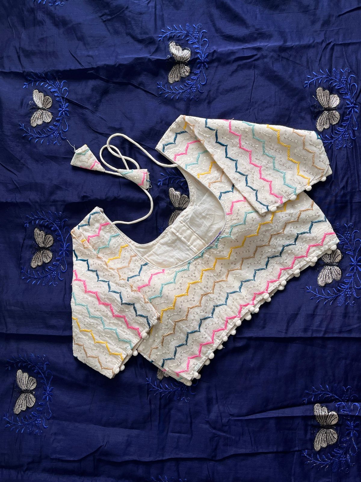 Butterfly Chanderi Saree with Stitched Blouse