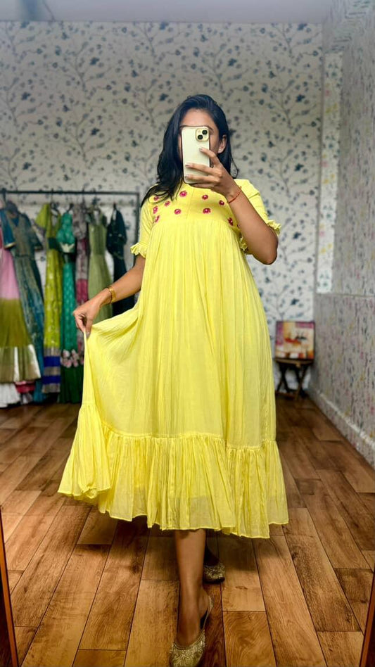 Mul Cotton  Pure Embroidery Crafted pure viscose Gowns