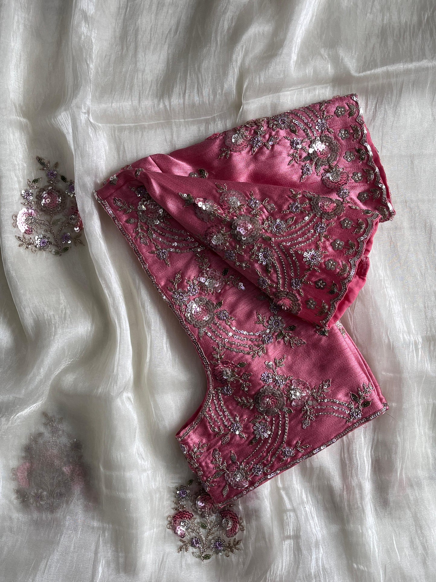 Gold Crush Tissue saree with sequence Luxe with stitched Blouse
