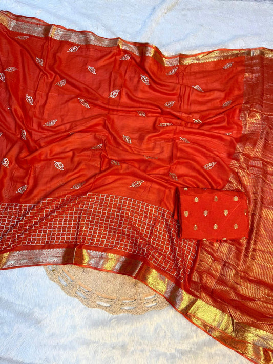 Viscose Georgette chitti pallu Trendy Saree