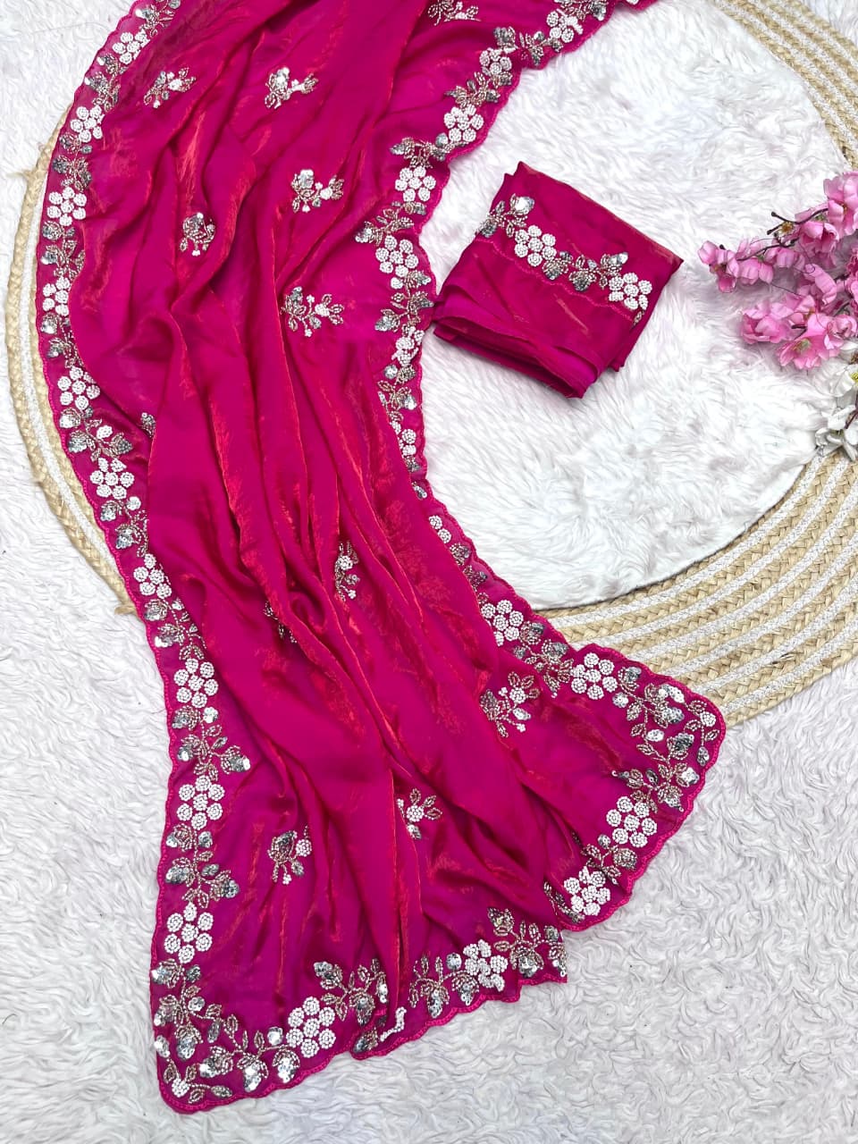 New Designer party wear satin sarees