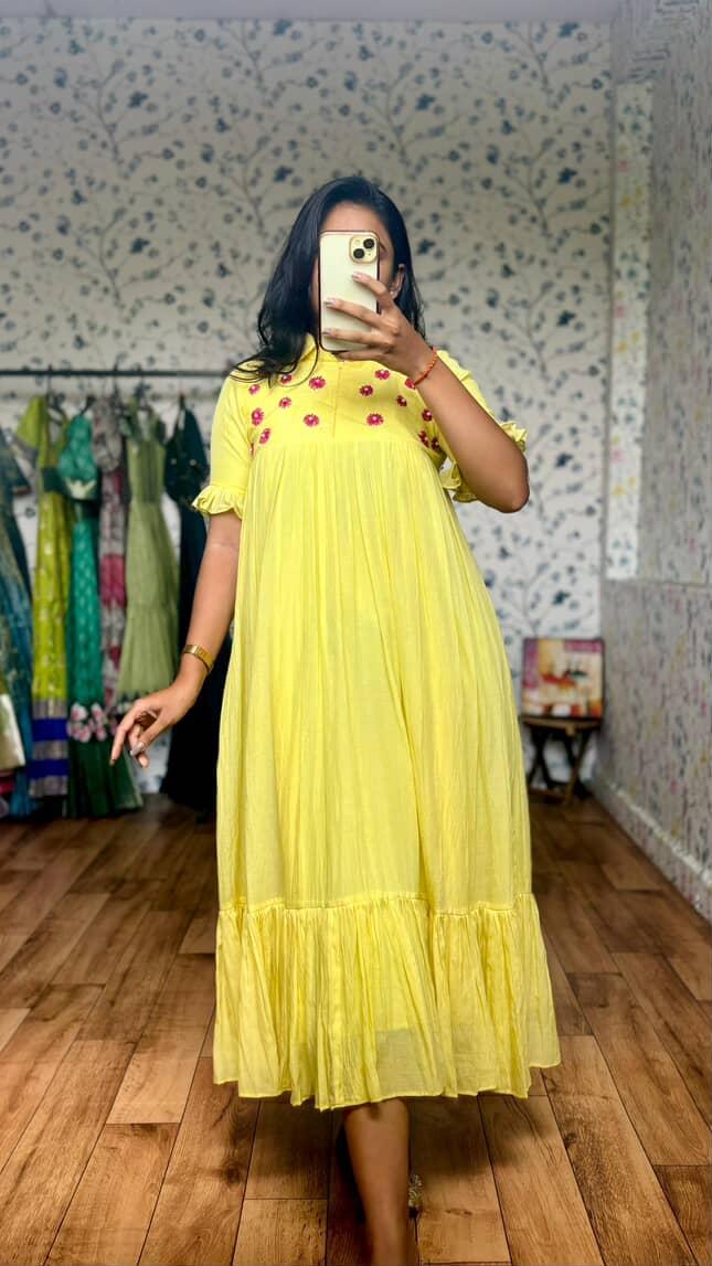 Mul Cotton Pure Embroidery Crafted pure viscose Gowns