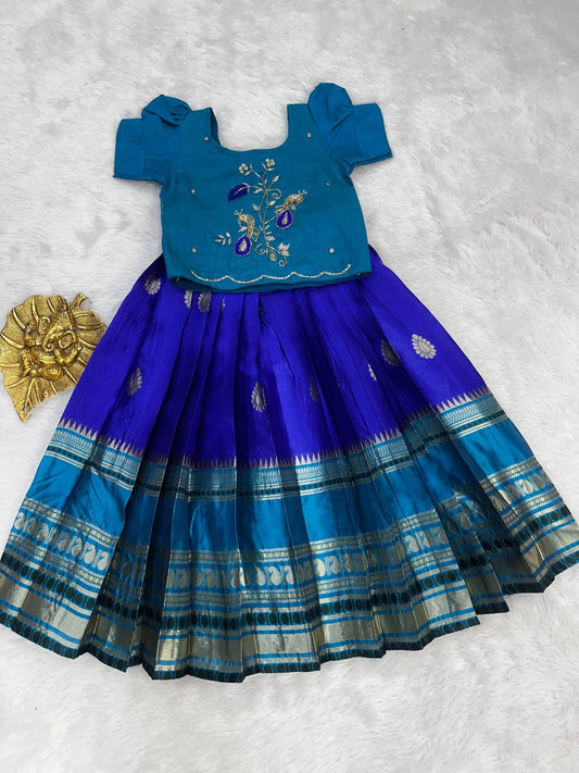 Kids Ugadi special cute weaving with work blouses
