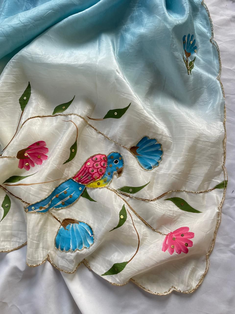 Handmade brush two shade trendy Look sarees