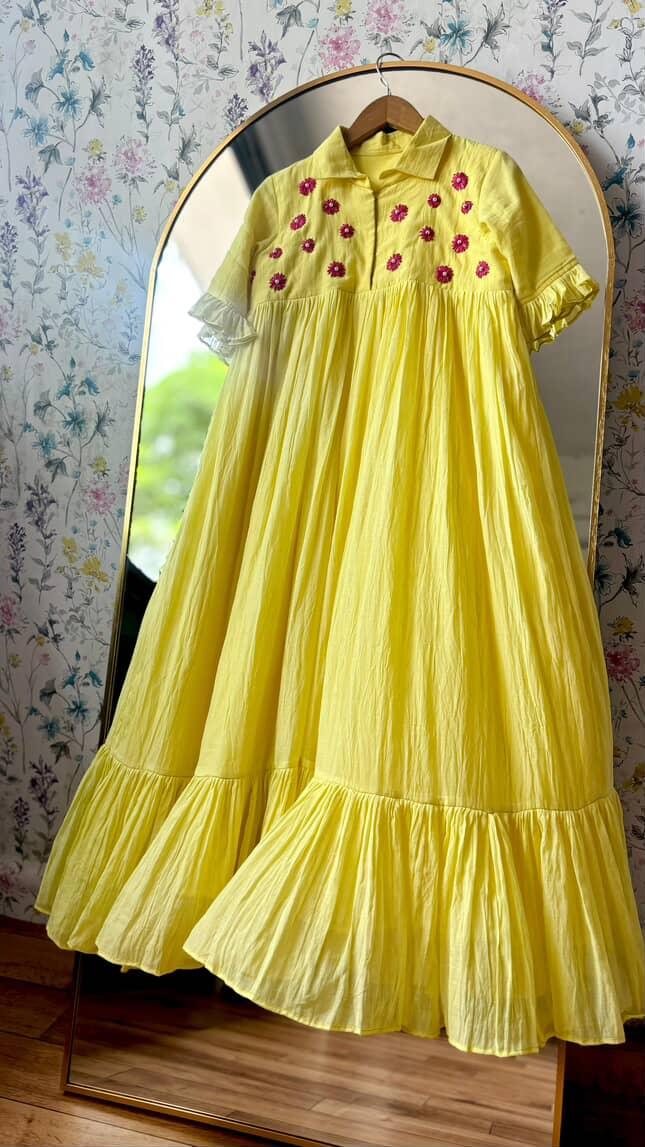 Mul Cotton Pure Embroidery Crafted pure viscose Gowns
