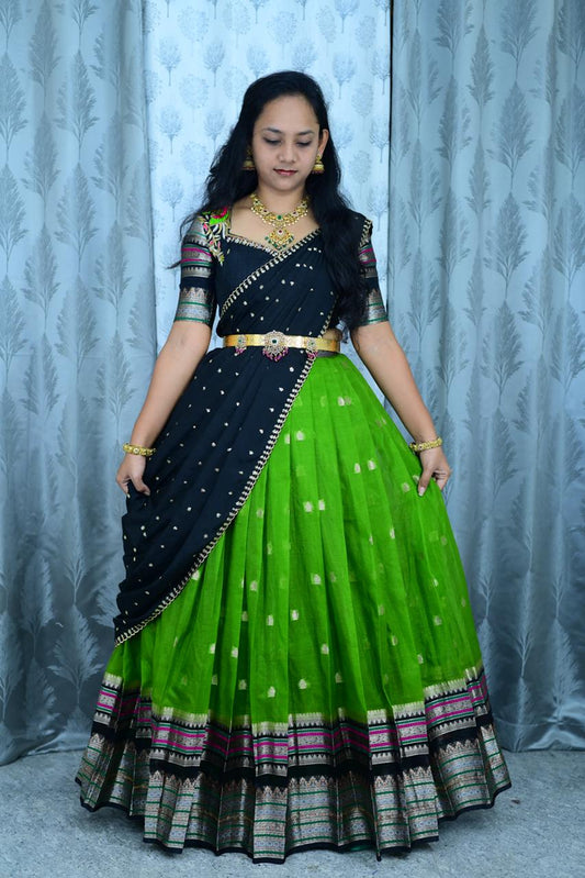 Adult Banarasi silk Maggam Lehengas with stitched Blouse