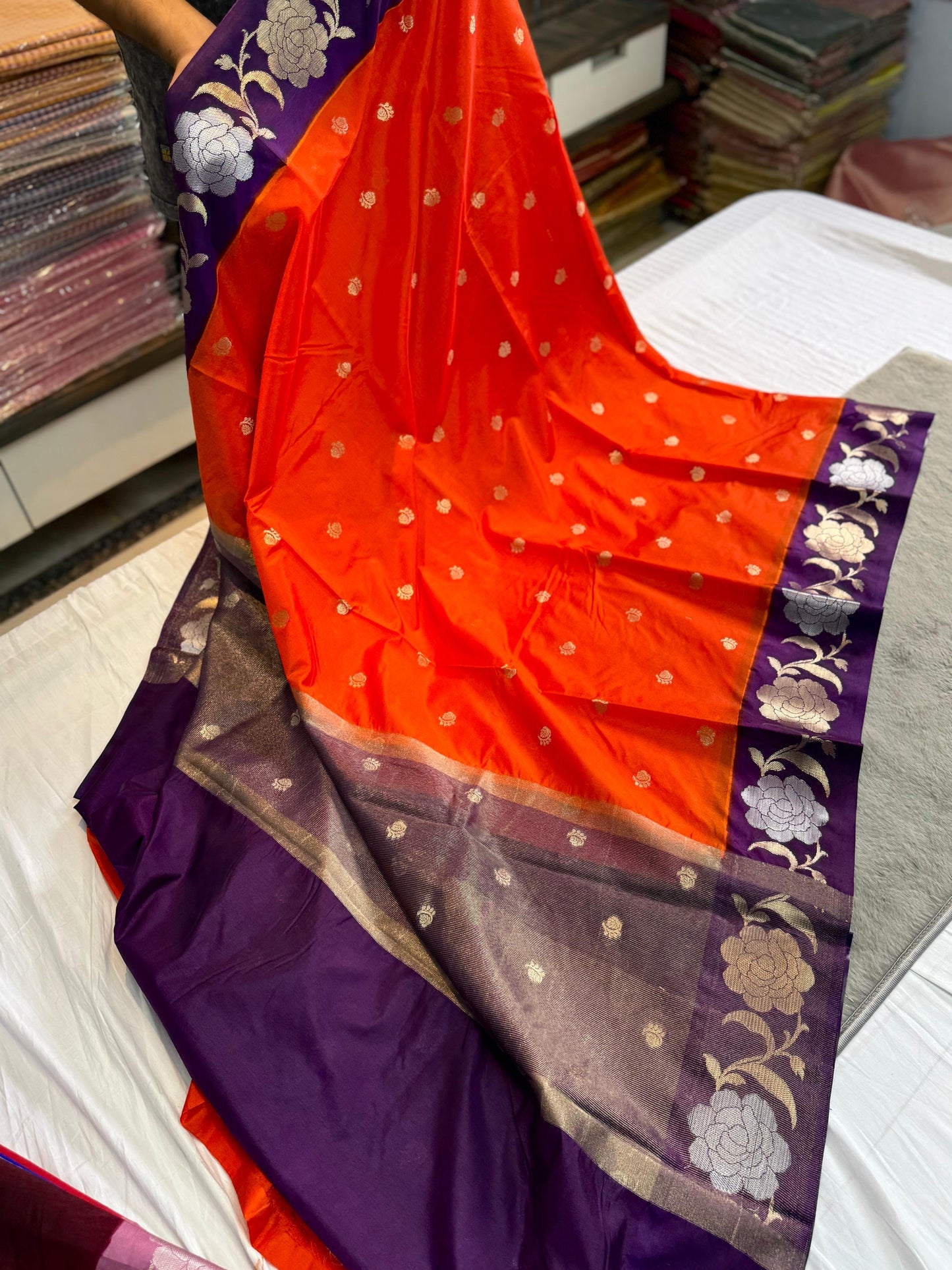Banarasi Dupion Soft silk Sarees wilt alfi Butta budget sarees