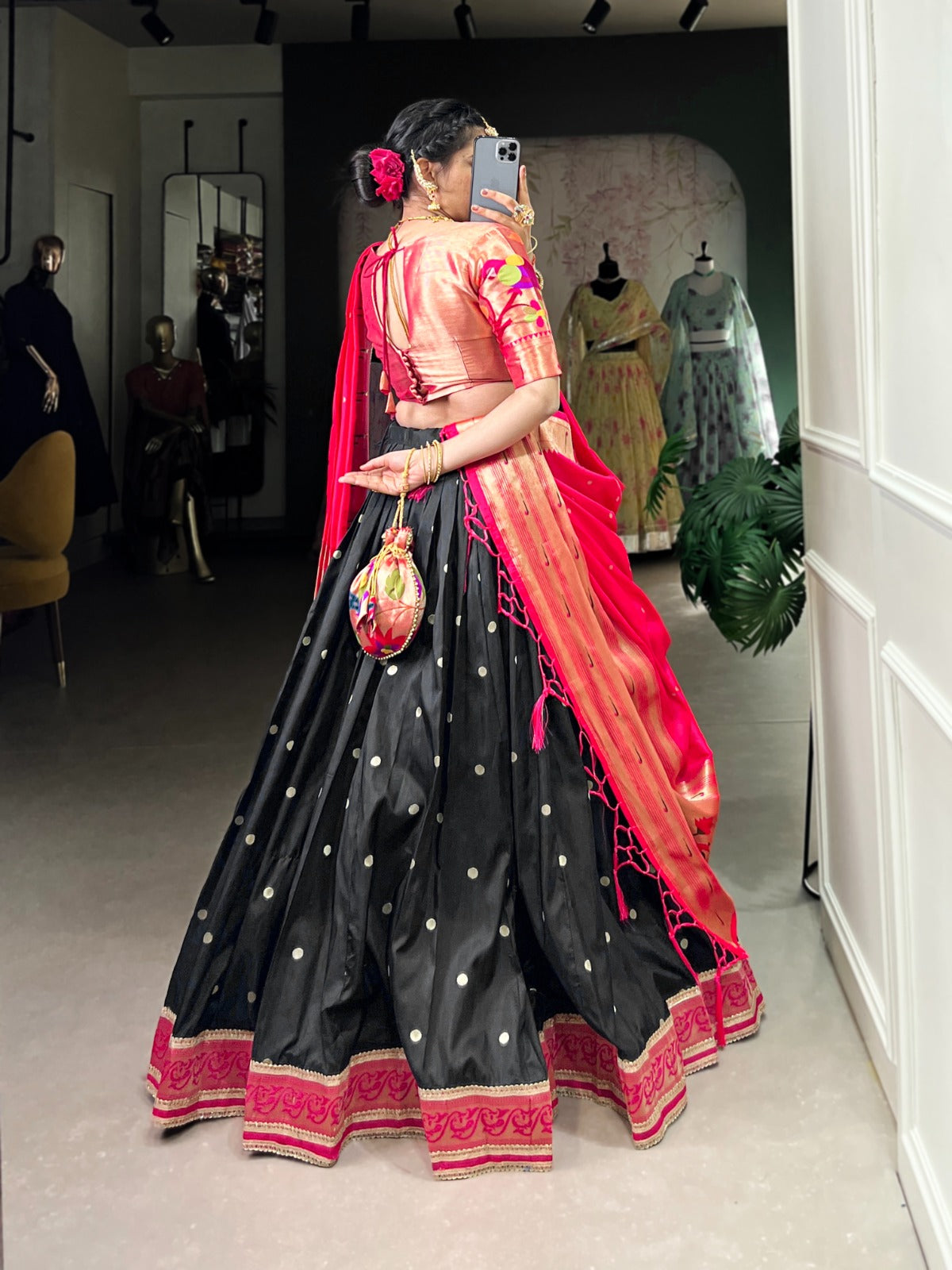 Paithani Jacquard Silk Festival Collection Lehenga