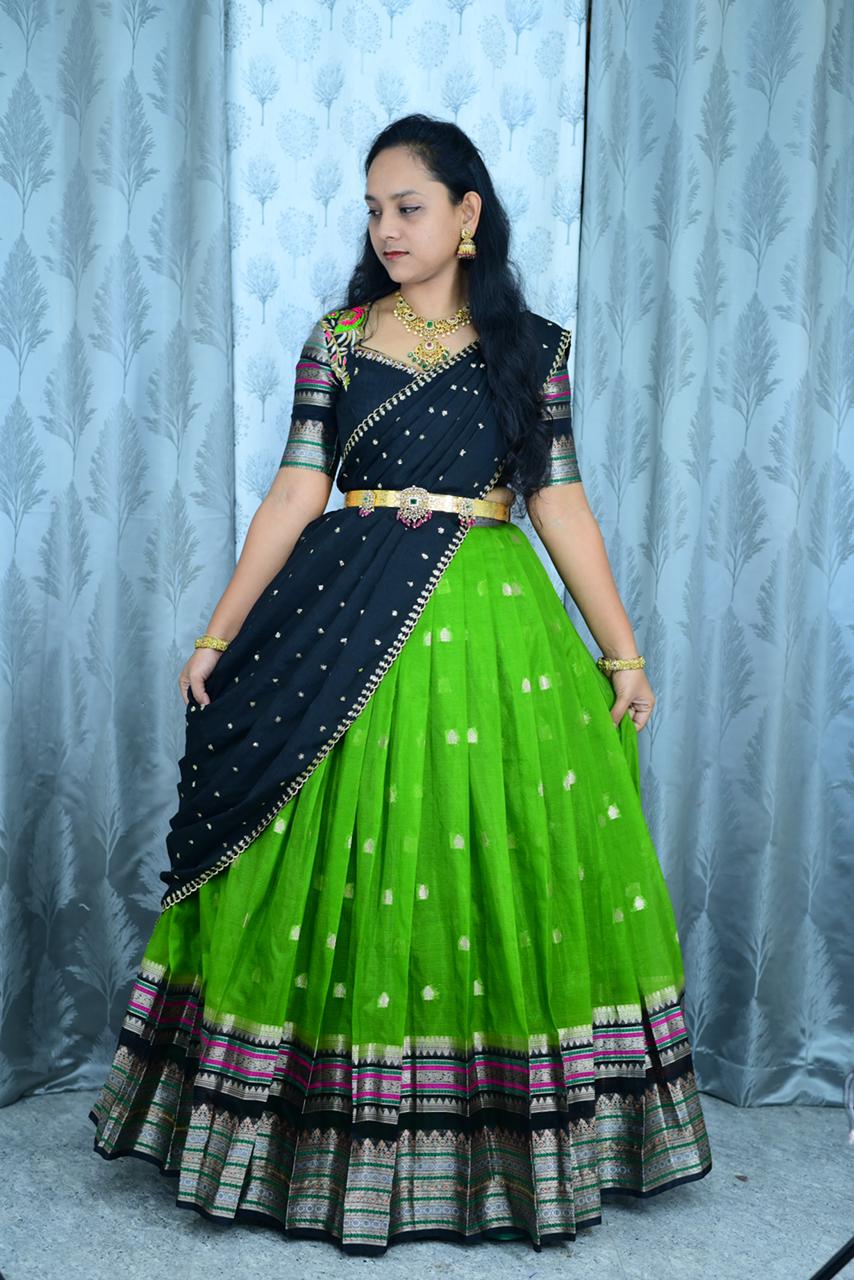 Adult Banarasi silk Maggam Lehengas with stitched Blouse