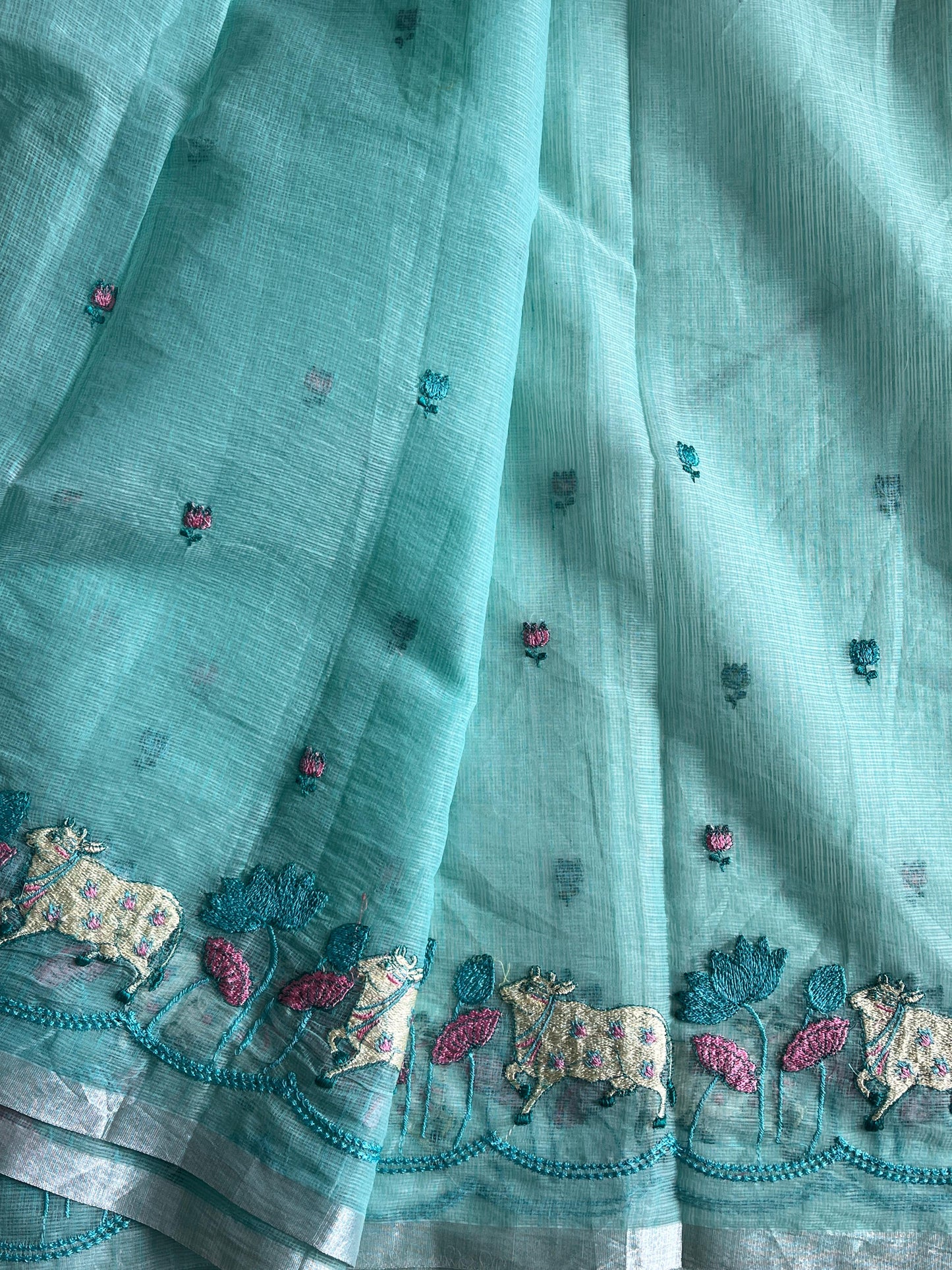 Pichwai Kota Doris With embroidery butties Budget sarees