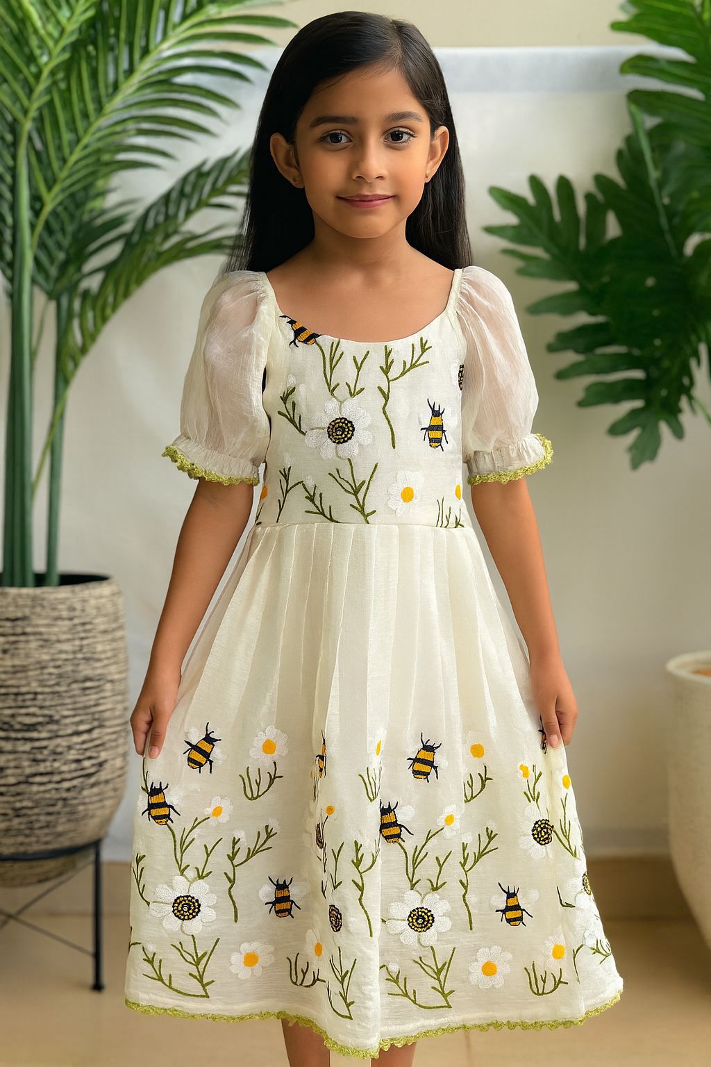 Kids beautiful Honeybee Embroidered Gowns
