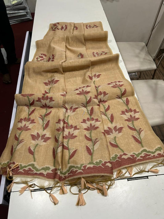 Munga Jamdani Cotton Classic Resham Trendy Saree