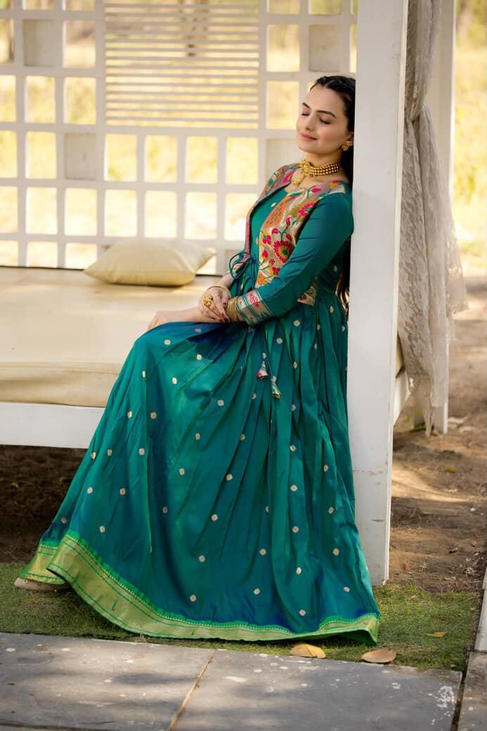 Paithani Pure Weaving Jacket gowns for festivals