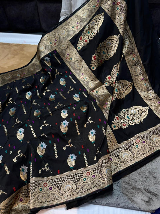 Semi pattu georgette Katan silk saree