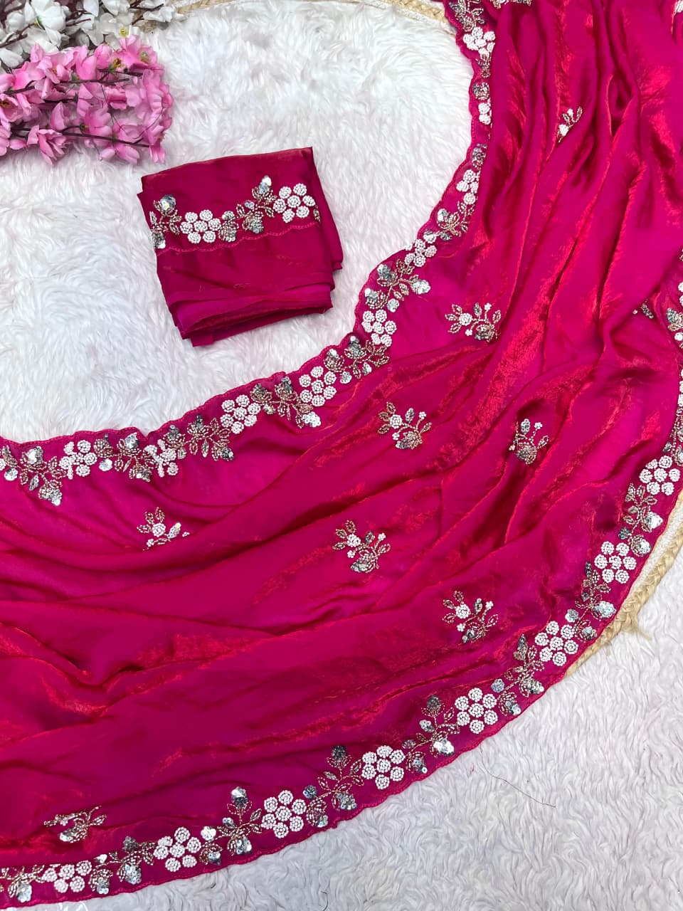 New Designer party wear satin sarees