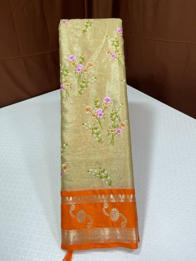 Classic Embroidery Khas tissue Sarees