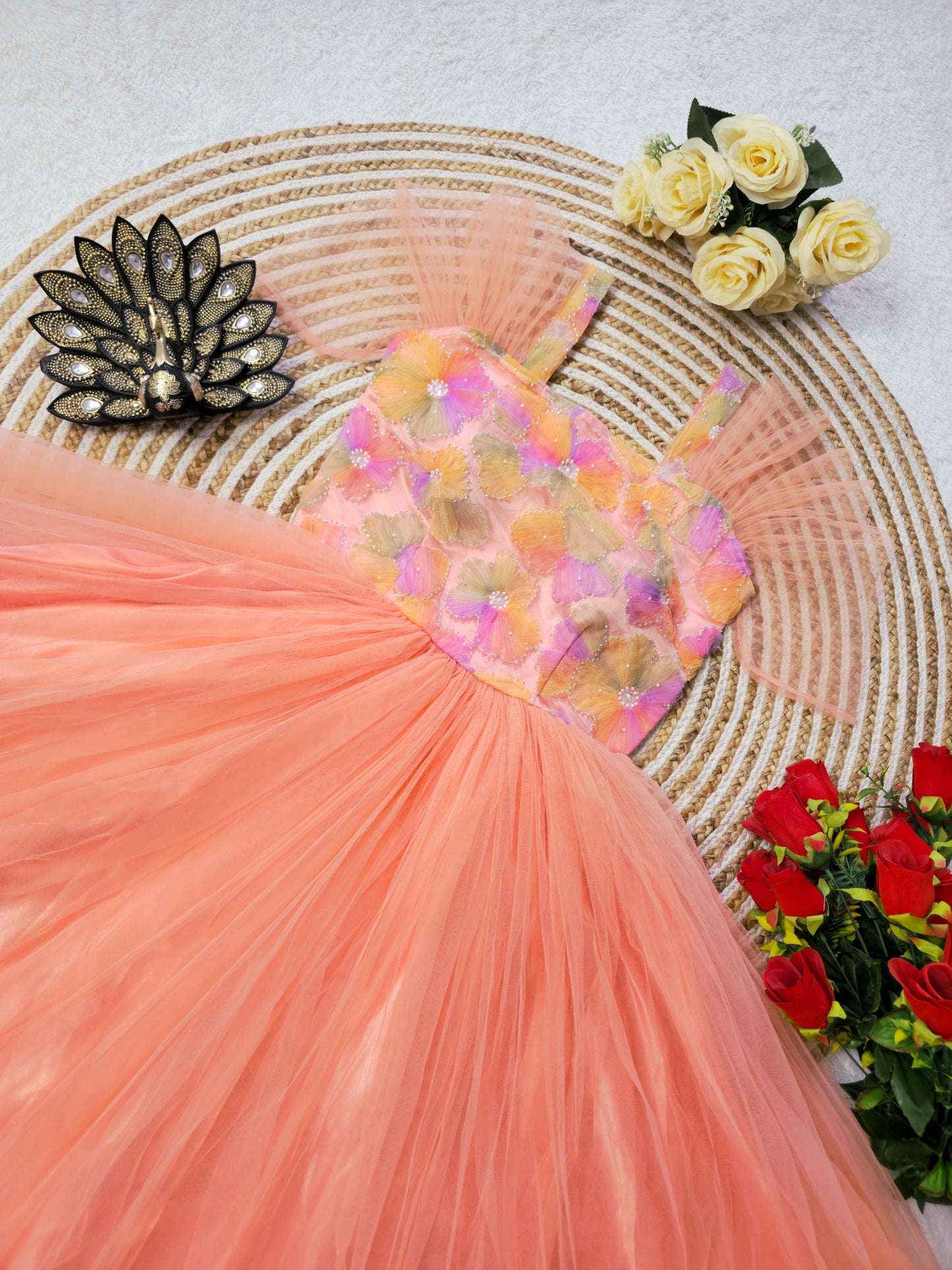 Premium soft net with designer work midi Gowns