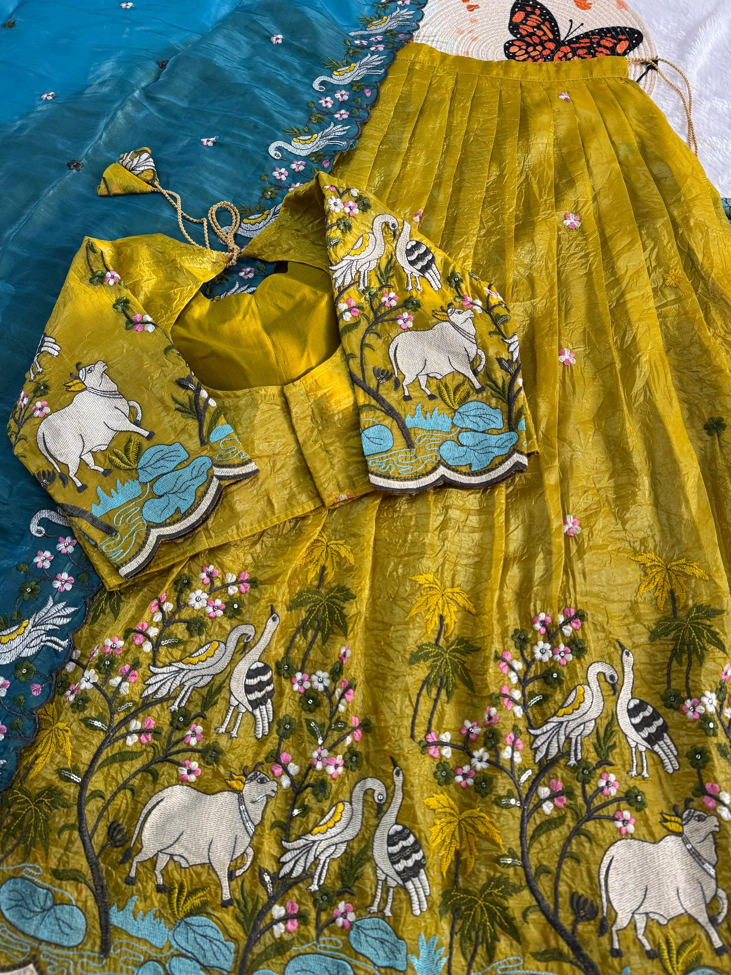 Gold crush pichwai work designer lehenga