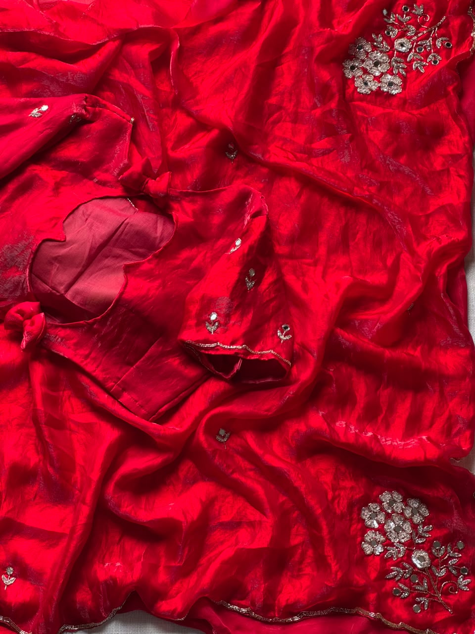 Redrose trendy saree with stitched blouse